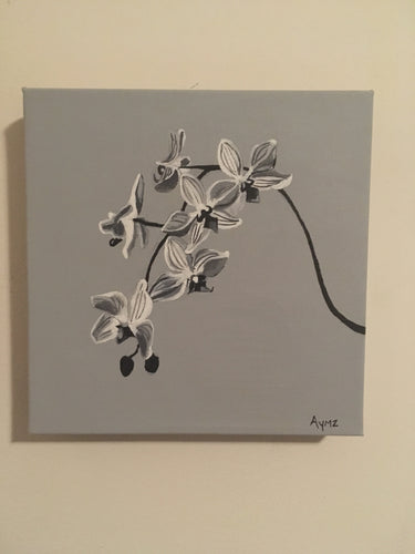 Wild orchids in Grayscale - Acrylic on canvas