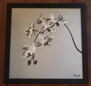 "Wild Orchids in Grayscale" framed print