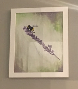 "Bee on Lavender" Framed Print.